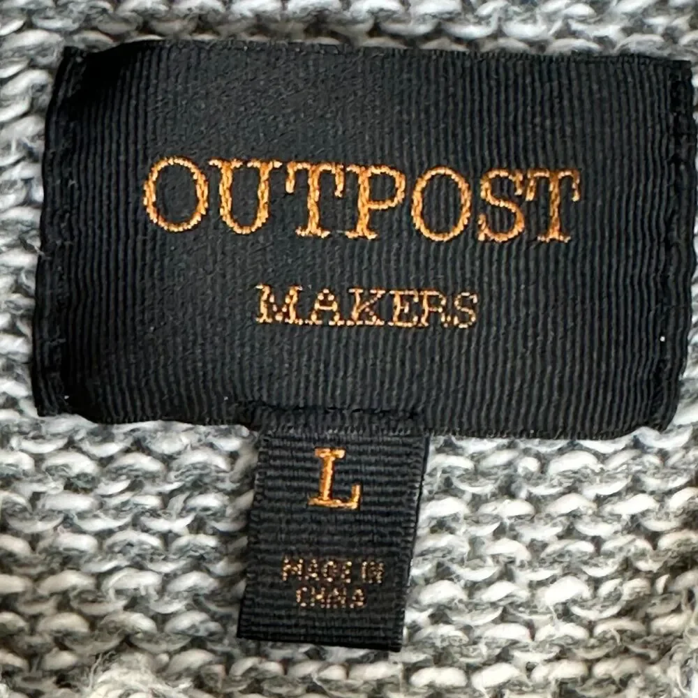 Outpost Makers Men’s Shawl Collar Henley Sweater Gray Knit Button Pullover L